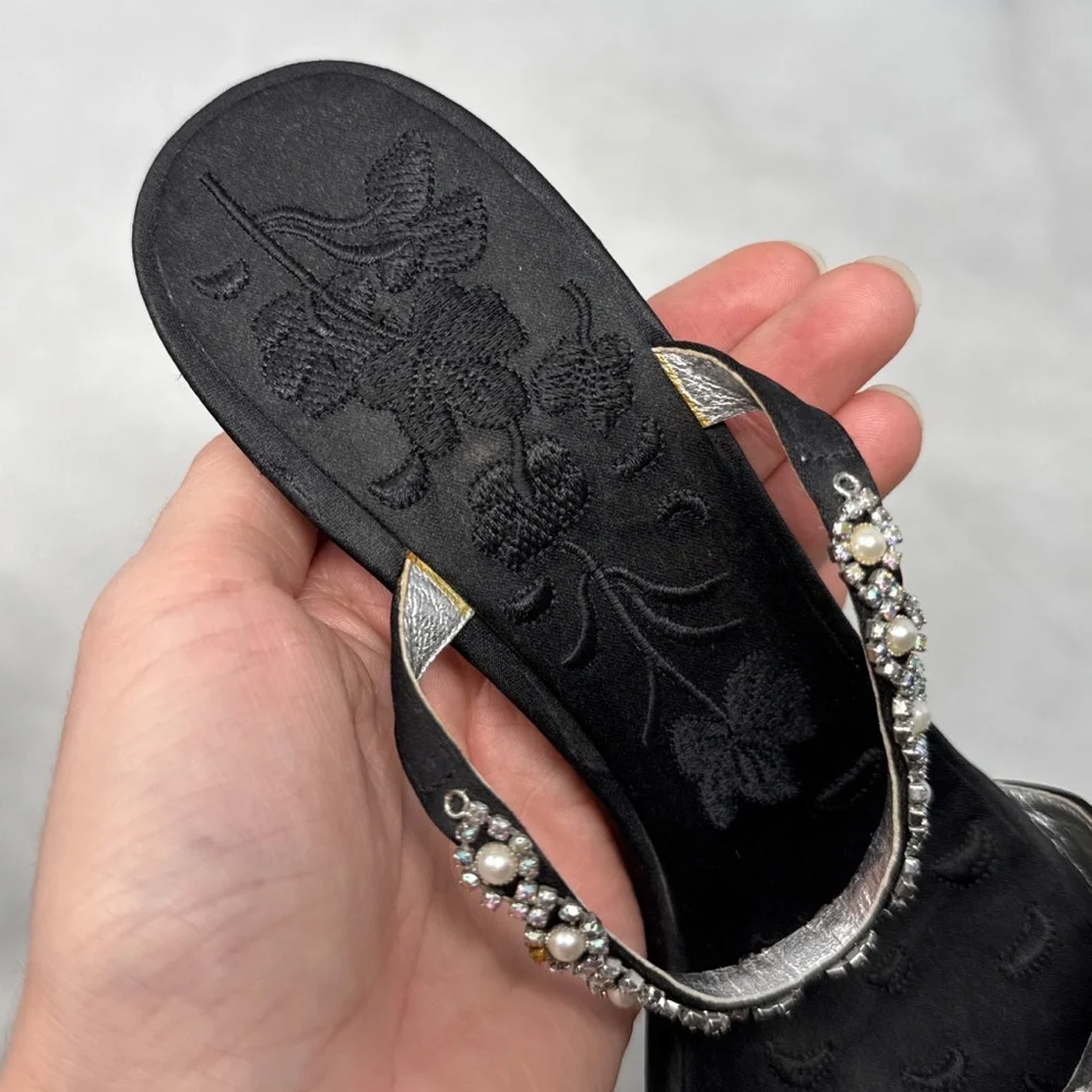 Giuseppe Zanotti Vicini Vintage Y2K Silk Satin Rhinestone Slide Mule Sandal Heel